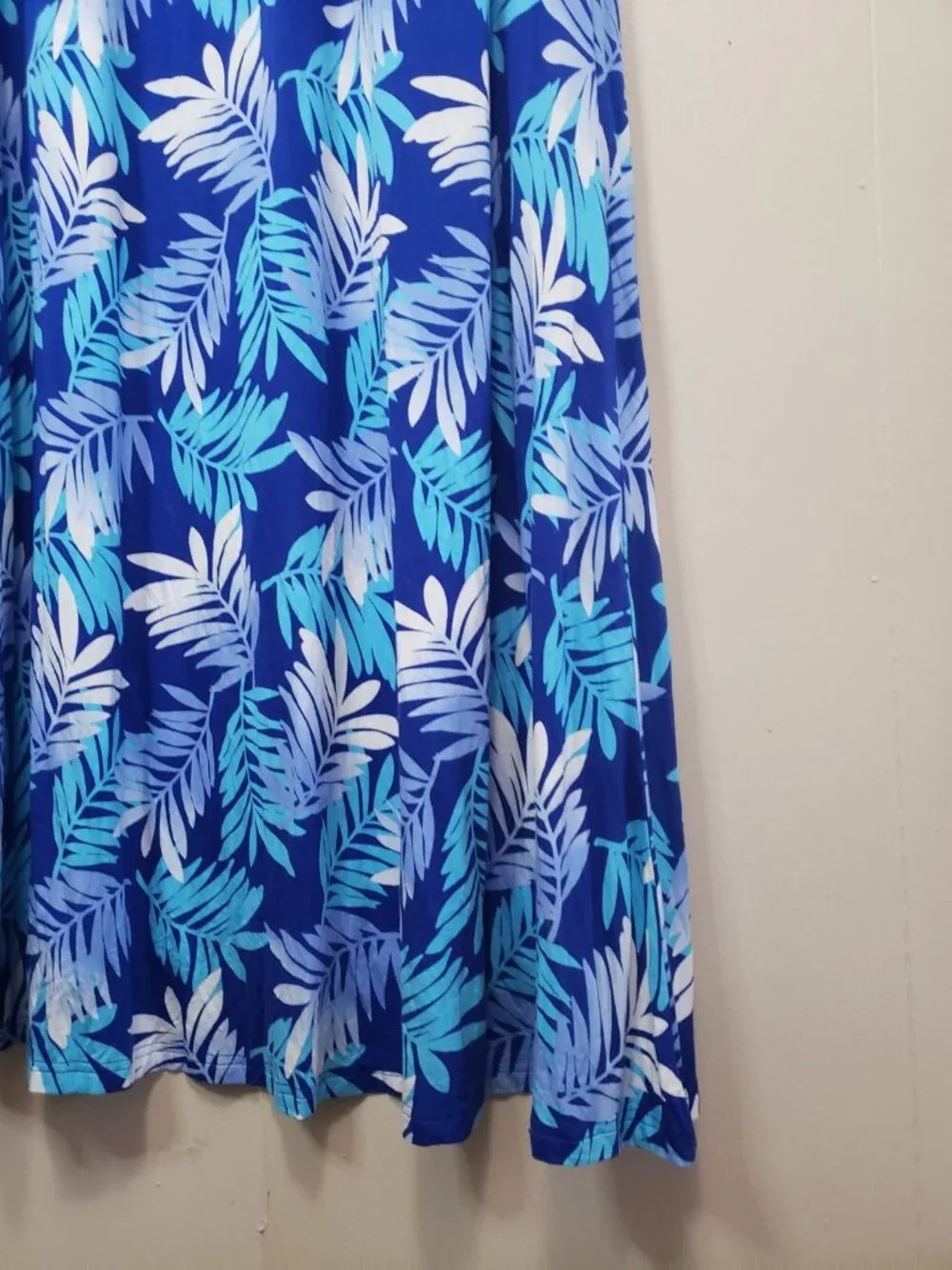 Jessica London Women Plus 28 Maxi Dress Blue Hawaiian Resort Wear Beachy Stretch - Picture 4 of 6